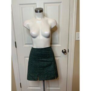 Boden Moon Green Tweed Herringbone Wool Mini Skirt, Size 10P